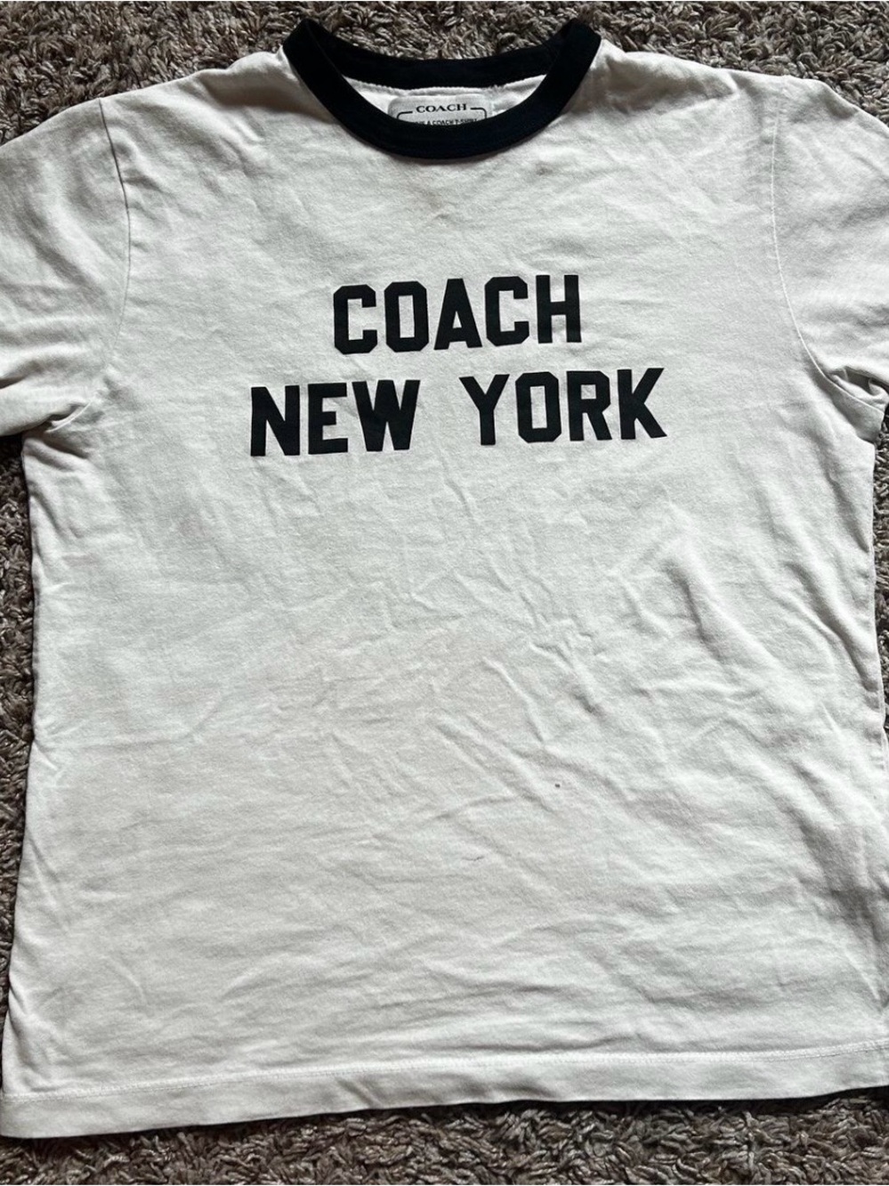 Coach White and Black 'Coach New York' Short Sleeve Tee